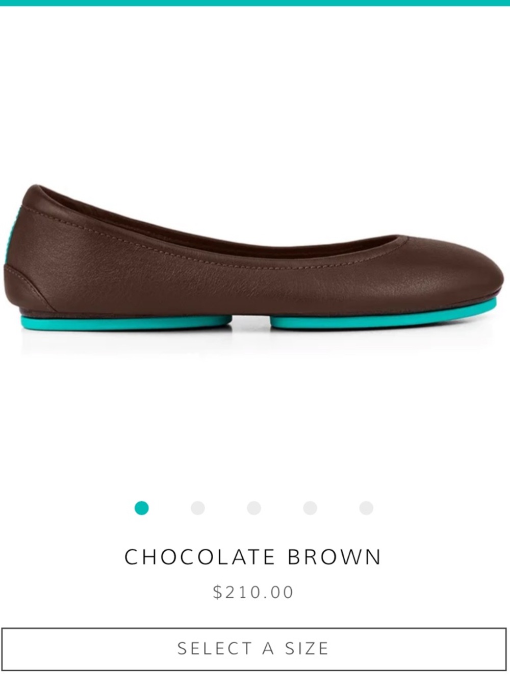 Tieks  chocolate brown ballet flats with turquoise soles and back stripe